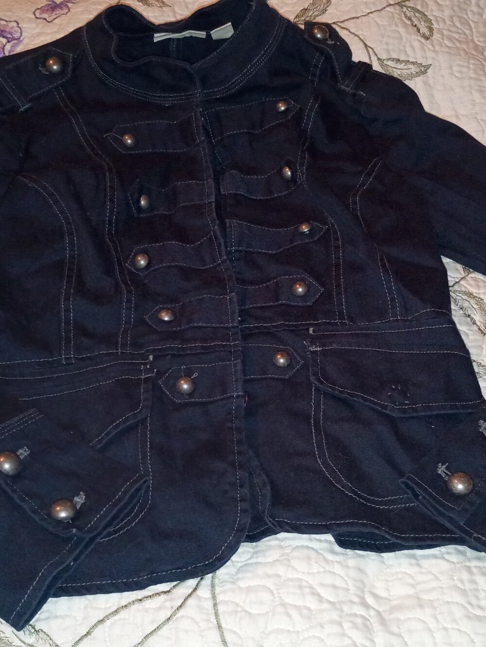 Y2K DKNY Military Style Light Jacket Navy Blue L